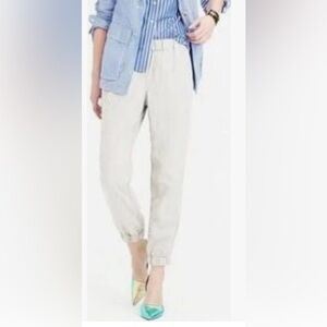 NWT J. Crew Seaside Jogger White Linen Blend Pull-On Casual Pants Size 2